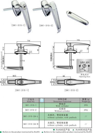 SK1-315 Замок с поворотной ручкой, цинковый сплав