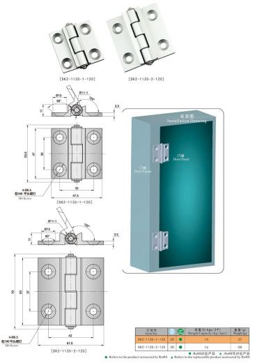 SK2-1135 Петля накладная, алюминий