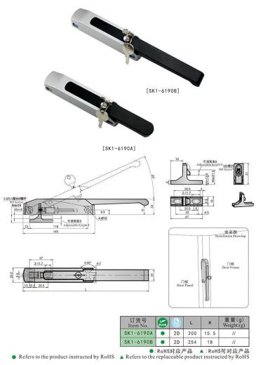 SK1-6190 Ручка защелка с замком, цинковый сплав