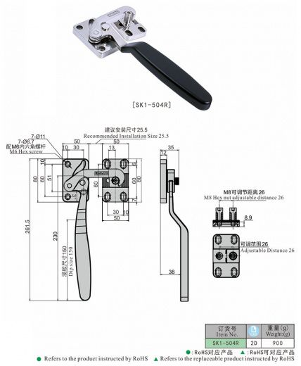 SK1-504R Компрессионная ручка, нержавеющая сталь