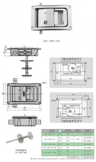 SK1-1895 Ручка с замком встроенная, алюминий